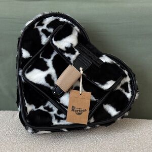 Dr. Martens Black and White Heart Bag cow print